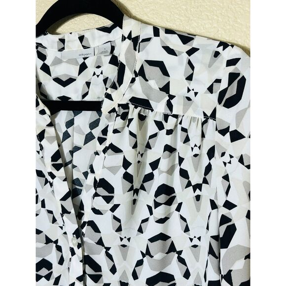 Halogen Black White Abstract Geometric Tunic Blouse Small Funky Work Chic Boho - Picture 3 of 8